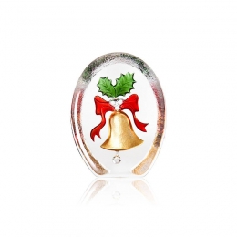 Mats Jonasson Crystal - CHRISTMAS by Robert Ljubez - Golden Bell and Prickly Mistletoe - 34240