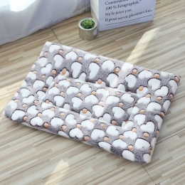 Rectangular Mat for small pet-Soft Coral Fleece-coffee hearts-36x28 cm