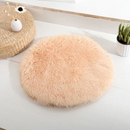 Round Cushion for Cat or small Dog-Interior decoration-Soft Faux Fur, Double-sided, Machine Washable-apricot - Ø50 cm