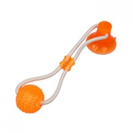 Pet bite toy with suction cup-bouncy ball-orange