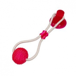 Pet bite toy with suction cup-bouncy ball-red