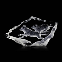 Mats Jonasson Crystal - WILDLIFE - Wolves running - 33599
