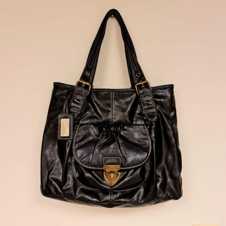 Vegan Leather Casual Tote bag with zipper Elite Style, black - 9160