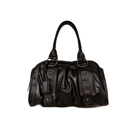 Vegan Leather handbag with rolled top handles Elite Style, black - 9489
