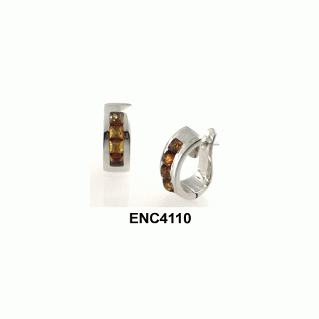 Oh la la Silver Jewellery Original Design - Square Amber Stones Earrings - English lock