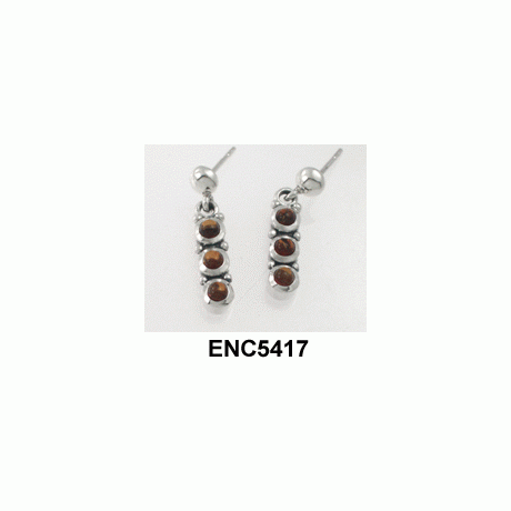 Oh la la Silver Jewellery Original Design - Three Amber stones Drop Earrings