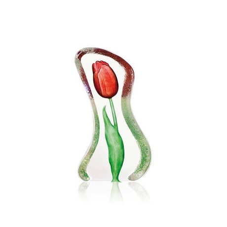 Mats Jonasson Crystal - FLORAL FANTASY Tulip small red by Robert Ljubez - 34010