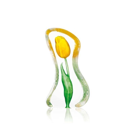 Mats Jonasson Crystal - FLORAL FANTASY Tulip small yellow by Robert Ljubez - 34012