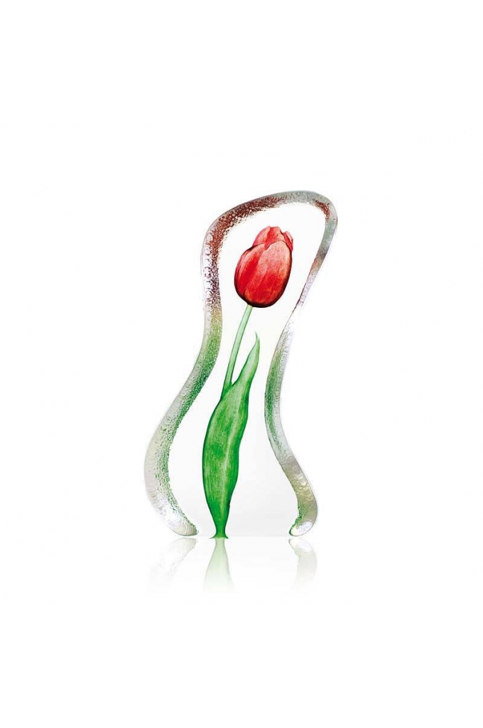 Mats Jonasson Crystal - FLORAL FANTASY Tulip large red by Robert Ljubez - 34014