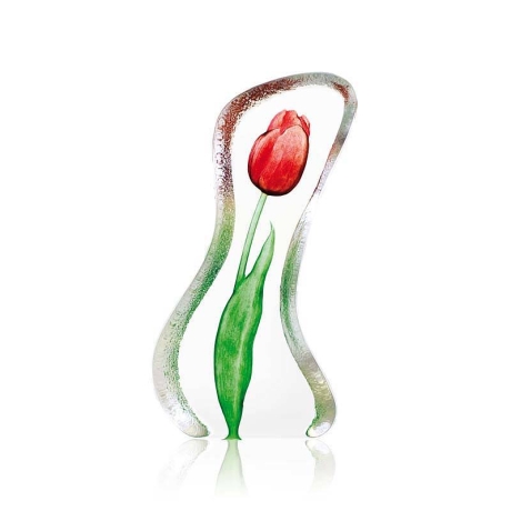 Mats Jonasson Crystal - FLORAL FANTASY Tulip large red by Robert Ljubez - 34014