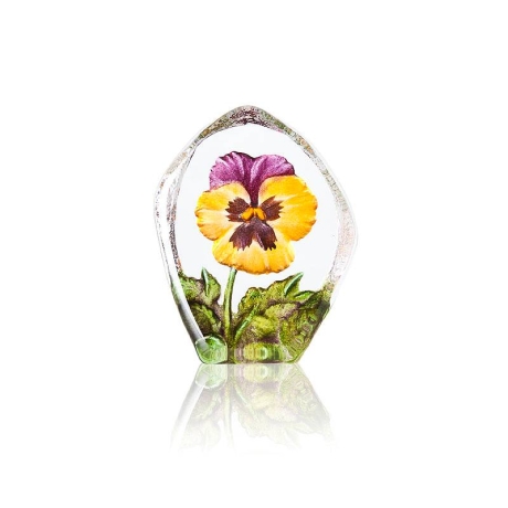 Mats Jonasson Crystal - FLORAL FANTASY Pansy yellow and purple - 34217