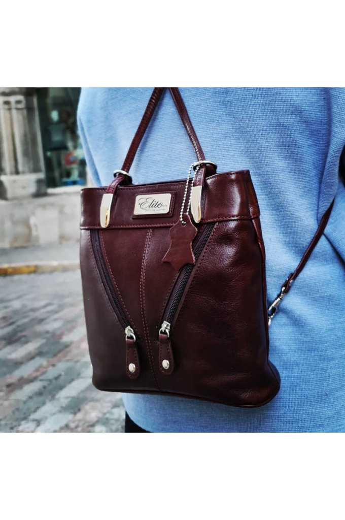 Italian Genuine vegetable Tanned Leather - Shoulder bag / Mini Backpack - S-1798-brown