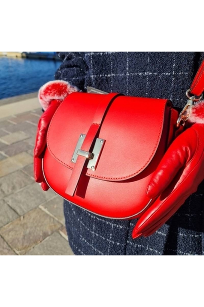 Udine Crossbody bag - U-shaped SADDLE bag - Genuine Italian Leather - red