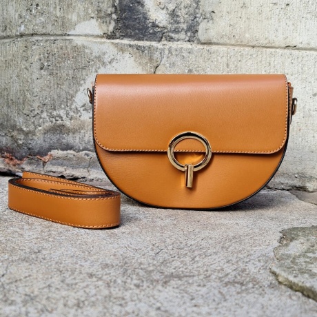 Genuine Italian Leather Crossbody Bag Milan cognac BP-22207