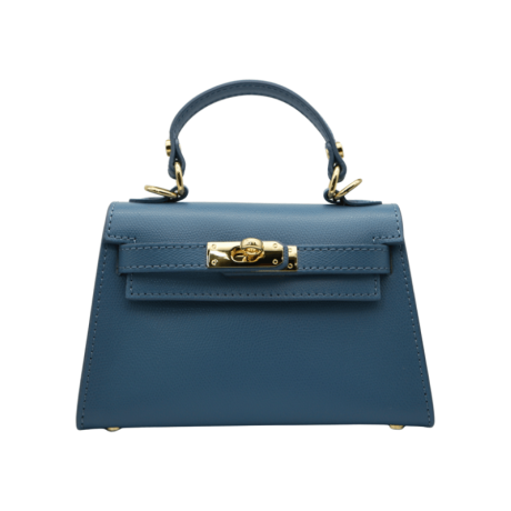 Genuine Italian Leather top handle crossbody bag Ravenna, BP-24084 blue-grey