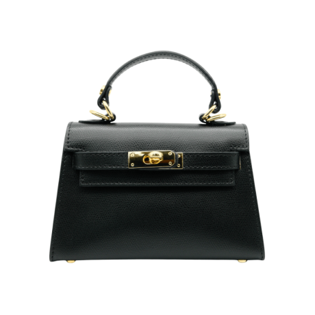 Genuine Italian Leather top handle crossbody bag Ravenna, BP-24084 black