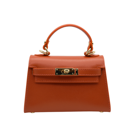 Genuine Italian Leather top handle crossbody bag Ravenna, BP-24084 brick orange