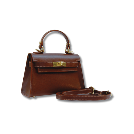 Genuine Italian Leather top handle crossbody bag Ravenna, BP-24084 coffee