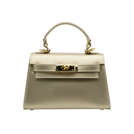 Genuine Italian Leather top handle crossbody bag Ravenna, BP-24084 cold gold