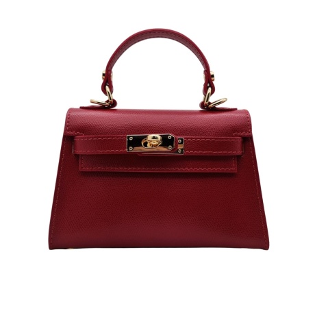 Cute bag made of Genuine Italian Leather in cranberry red colour