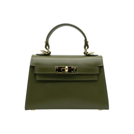 Genuine Italian Leather top handle crossbody bag Ravenna, BP-24084 dark green