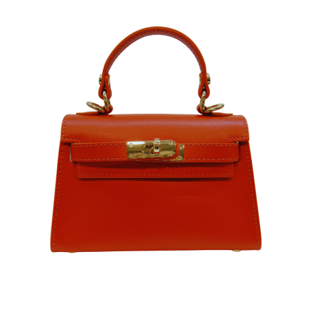Genuine Italian Leather top handle crossbody bag Ravenna, BP-24084 orange