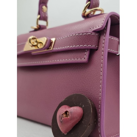 Cute bag made of Genuine Italian Leather in purple ruby chocolate colour