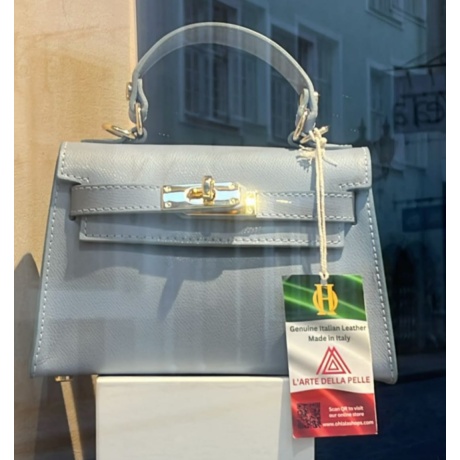 Genuine Italian Leather top handle crossbody bag Ravenna, BP-24084 light blue