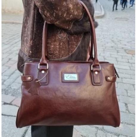 Elite Style Italian Genuine Vegetable Tanned Leather - Classy women's professional bag S-1800-brown