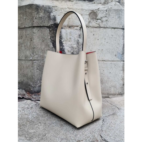 Genuine Italian Leather Bucket Bag Nuoro oat milk - BP-16158N