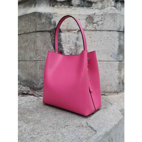 Genuine Italian Leather Bucket Bag Nuoro pink - BP-16158N