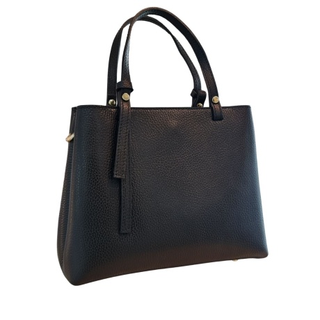 Elegant Top Handle Handbag Genuine Leather black