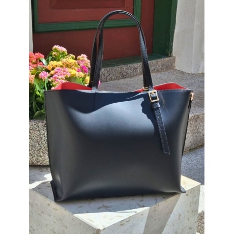 Genuine Italian Leather Tote Bag Vicenza black - BP-22055