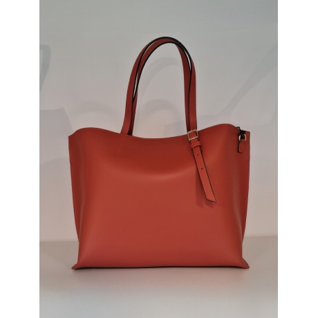 Genuine Italian Leather Tote Bag Vicenza brick orange - BP-22055