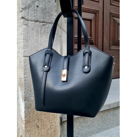 Genuine Italian Leather Top Handle Tote Bag black BP-24063