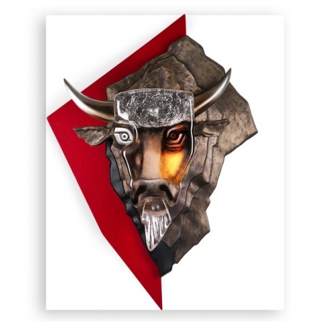 Mats Jonasson IRON & CRYSTAL - LIMITED EDITION - WALL SCULPTURE Toro II - 68173