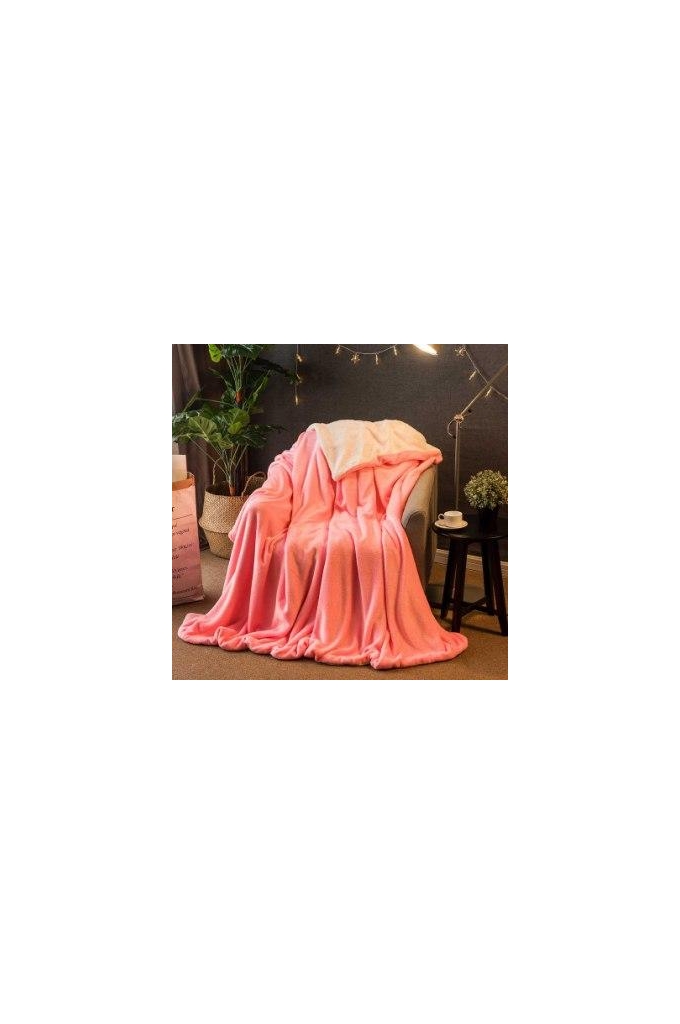 Lamb Fur Imitation Home Bedding Blanket-pink-120x100cm