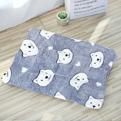 Rectangular Mat for small pet-Soft Coral Fleece-bear-56x38 cm