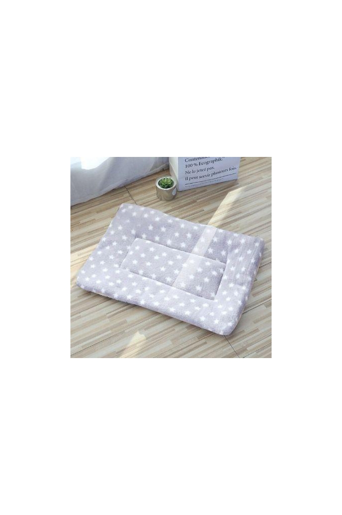 Rectangular Mat for small pet-Soft Coral Fleece-stars-56x40 cm