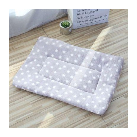 Rectangular Mat for small pet-Soft Coral Fleece-stars-48x34 cm