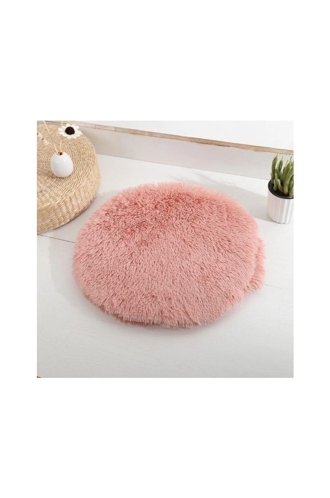 Round Cushion for Cat or small Dog-Interior decoration-Soft Faux Fur, Double-sided, Machine Washable-pink - Ø50 cm
