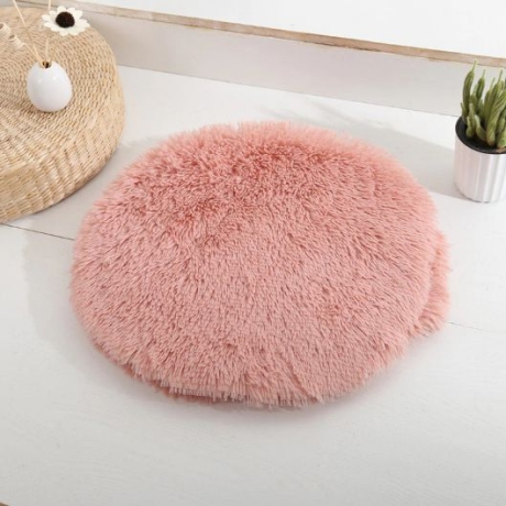 Round Cushion for Cat or small Dog-Interior decoration-Soft Faux Fur, Double-sided, Machine Washable-pink - Ø50 cm