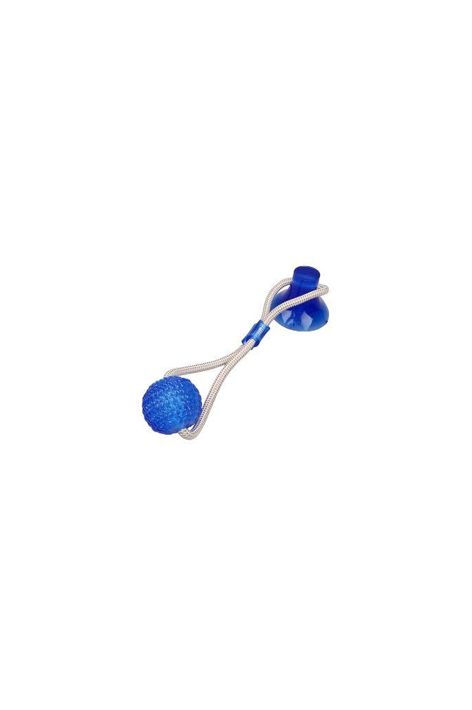 Pet bite toy with suction cup-bouncy ball-blue