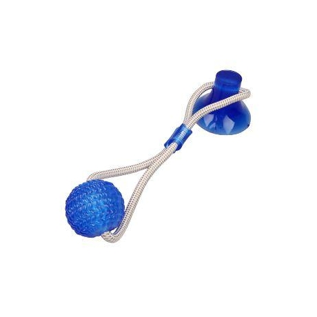 Pet bite toy with suction cup-bouncy ball-blue