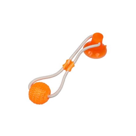 Pet bite toy with suction cup-bouncy ball-orange