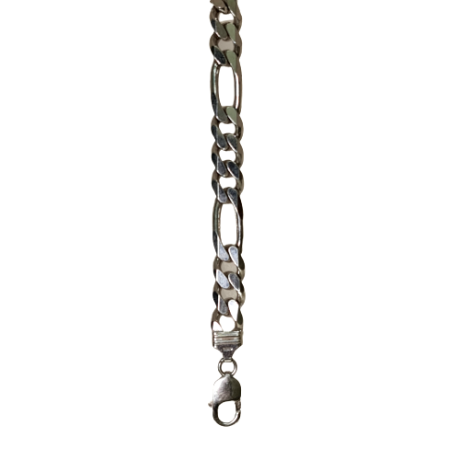 Silver Rhodium Plated Figaro Chain Bracelet 10mm x 230mm