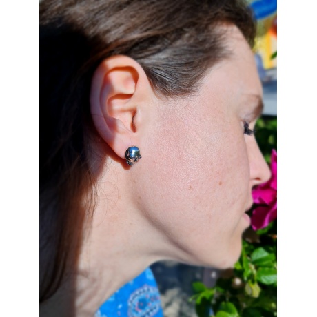 Skull Silver Earrings with Amethyst Limited Edition - ENC19001001