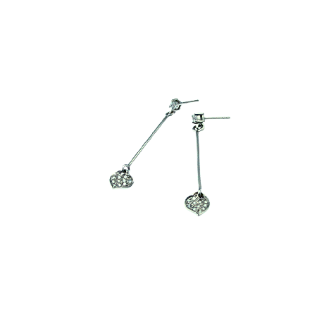 Oh la la Jewellery Original Design - Heart Bar Drop Earrings - Silver 925, clear cz