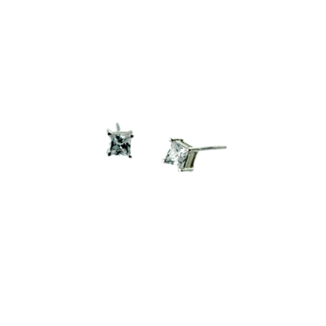 Square Stud Earrings - Silver 925, clear cz