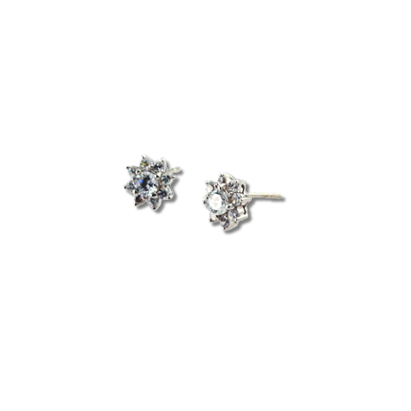 Oh la la Jewellery Original Design - Sunflower Stud Earrings - Silver 925, clear cz